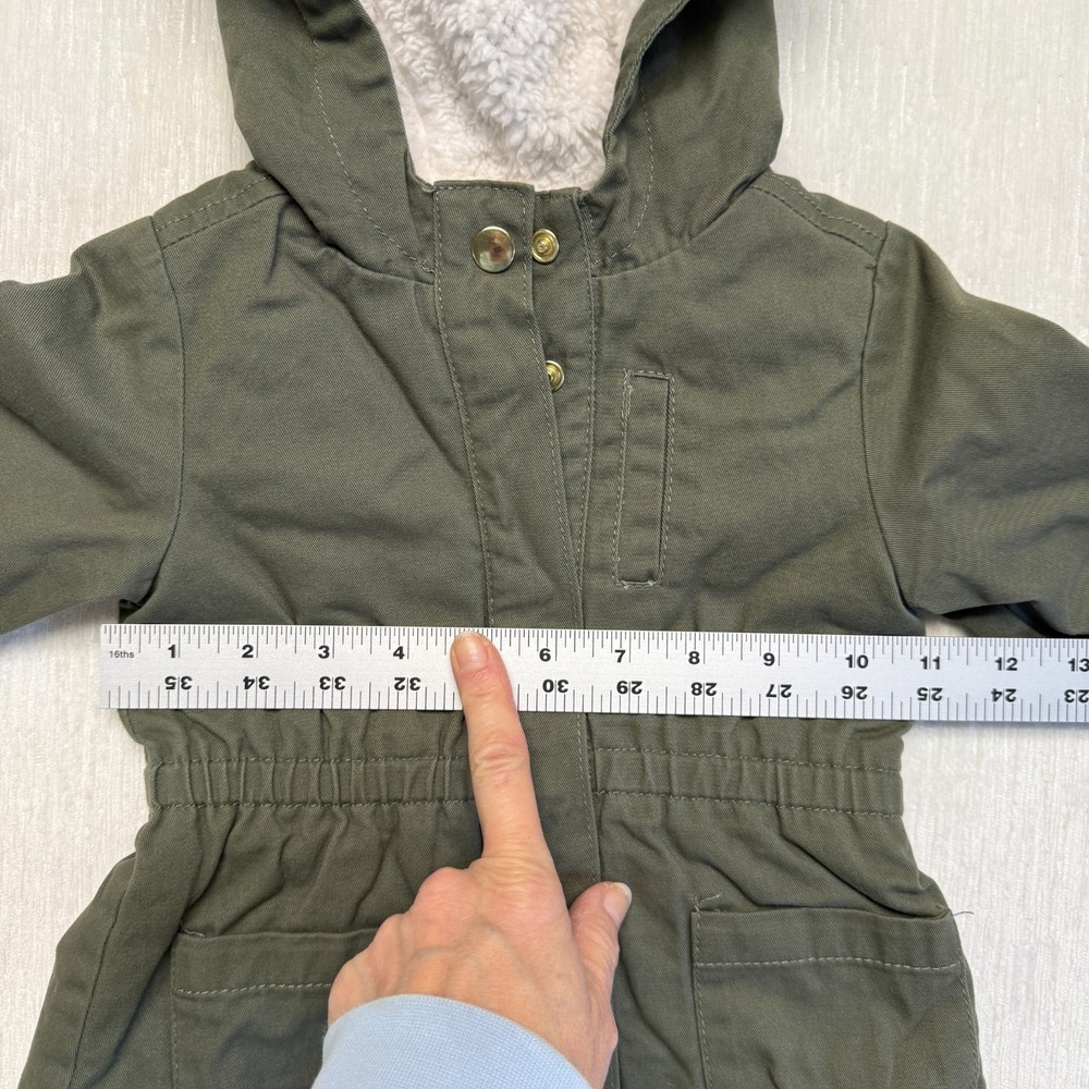 Tahari Fall Winter Jacket Toddler Girls 3T Olive Green Sherpa Lined Hooded Zip - Picture 6 of 10